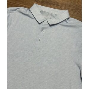 Lululemon Evolution Polo Shirt Mens Light Blue Striped Stretch Performance Sz L